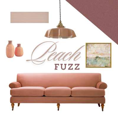 moodboard of peach colored products including carpet from carpet one